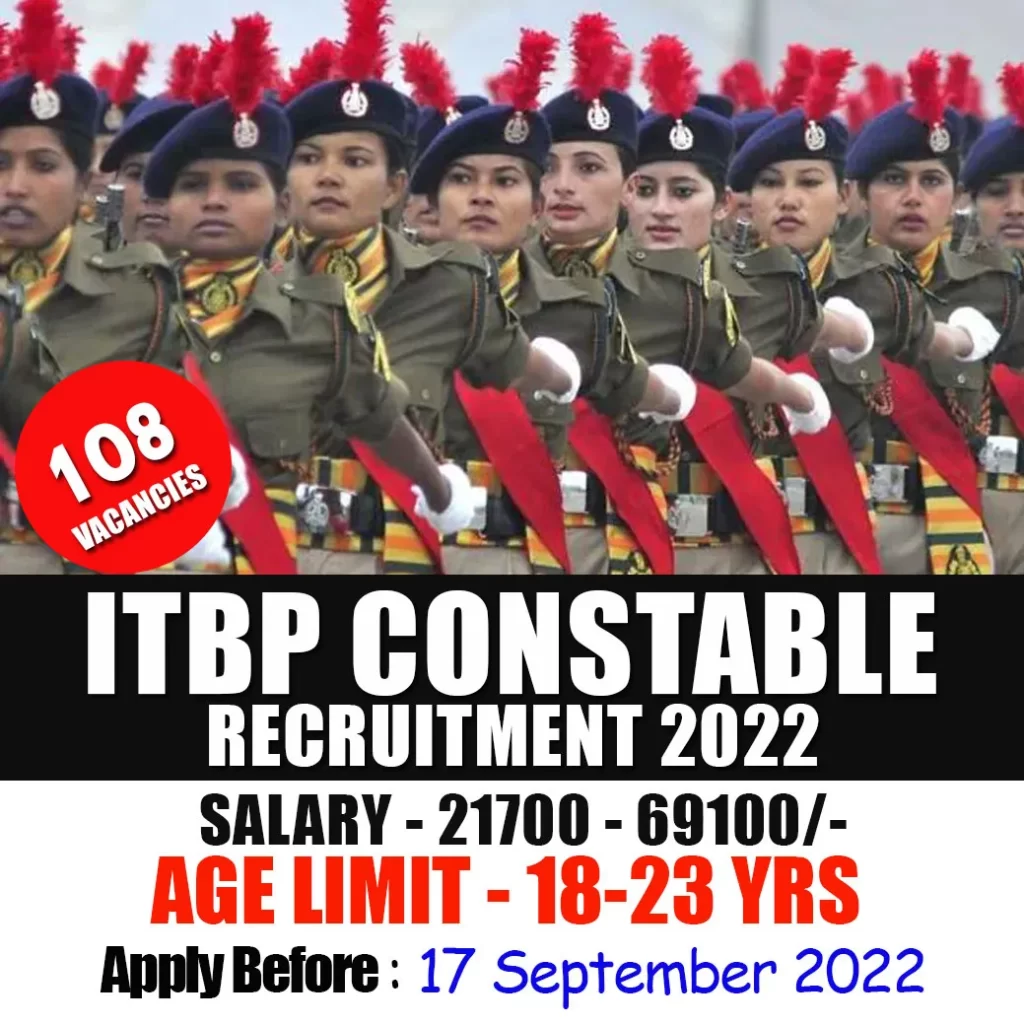 ITBP Constable Recruitment 2022 | 108 Vacancies | Apply Online